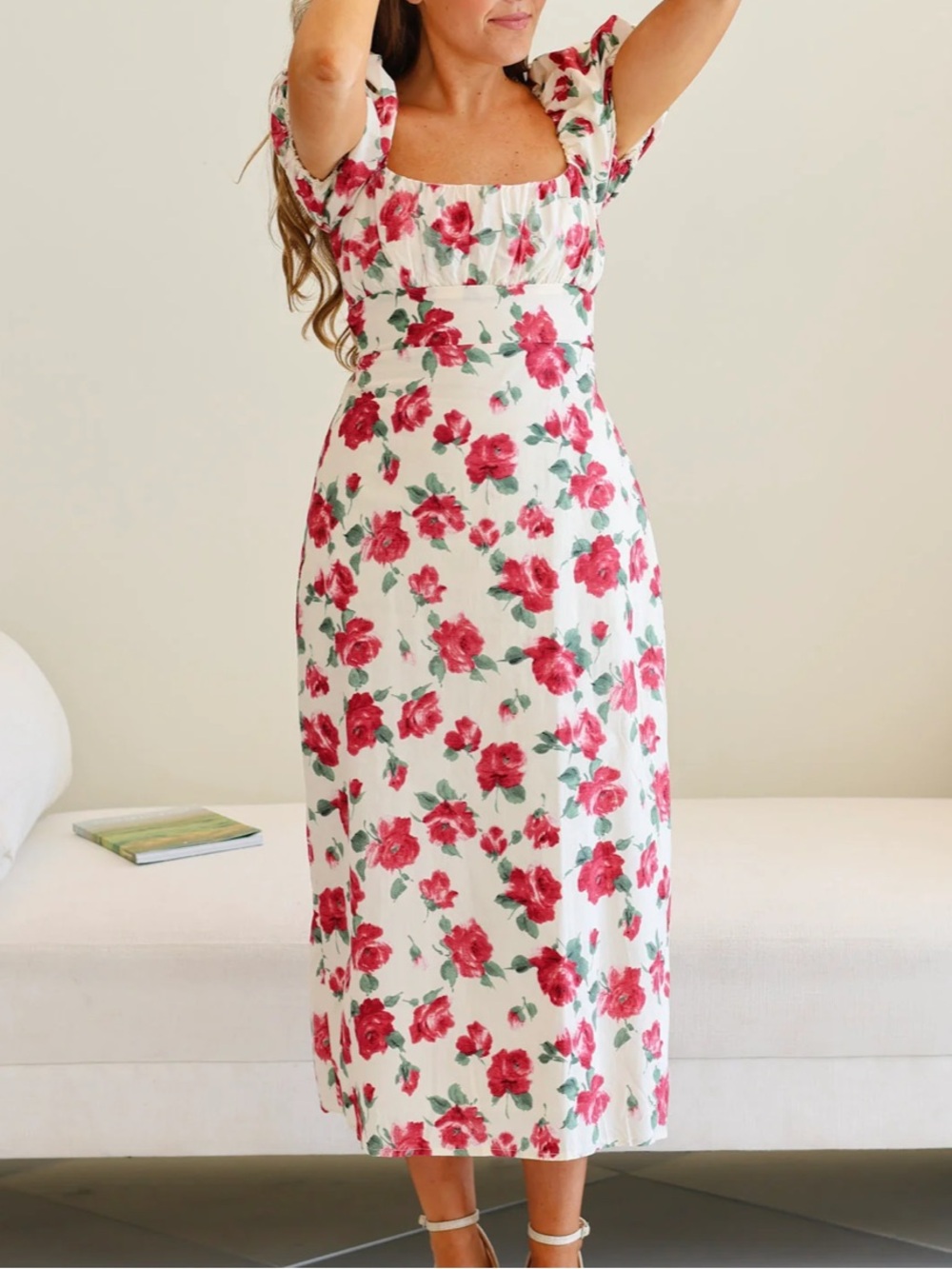 Savannah Taylor Floral Cotton Midi Dress - Size Small  Backless retail $118